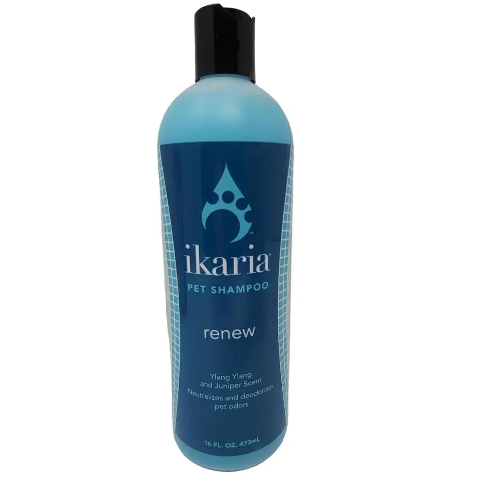 Ikaria Pet Dog Cat Shampoo 16oz Renew Deodorizes Ylang Juniper Human Salon Grade